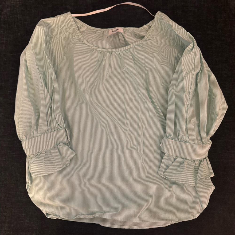 Kensie Light Green Striped Blouse